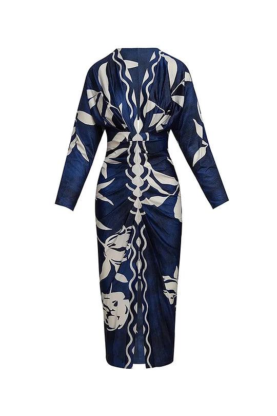 EUGENIA - BRAZILIAN INSPIRED PRINT RUCHED SLIT DRESS