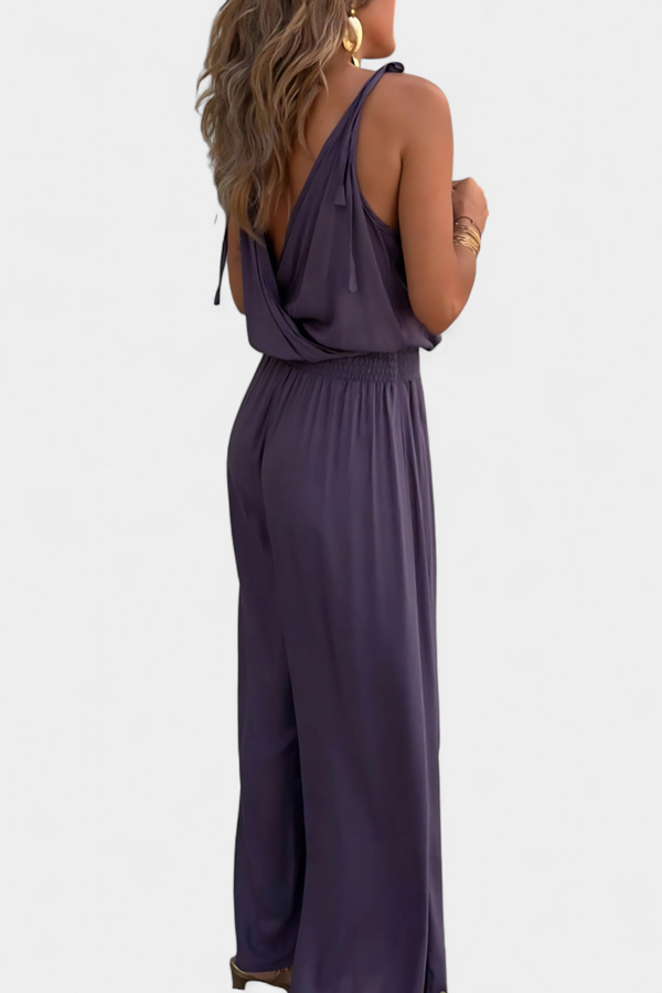 DONELLA - ELEGANT EMBROIDERED V-NECK WIDE-LEG JUMPSUIT