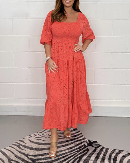 TASHA - SQUARE NECK SOLID DRESS