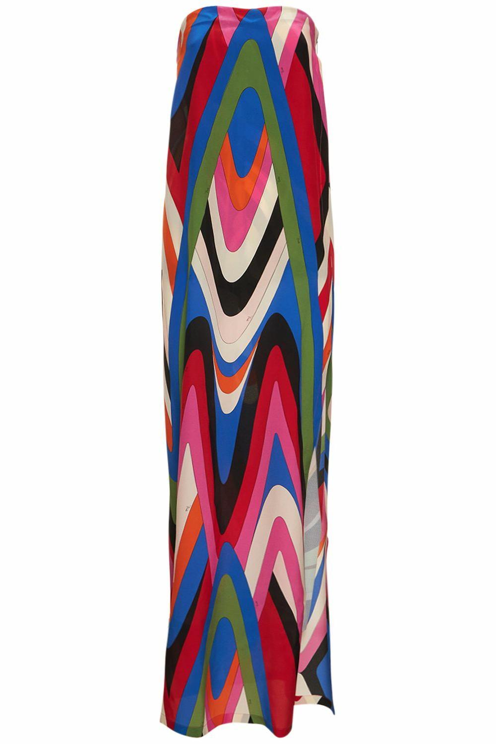 MARLEIGH - STRAPLESS PRINT MAXI DRESS WITH SLIT