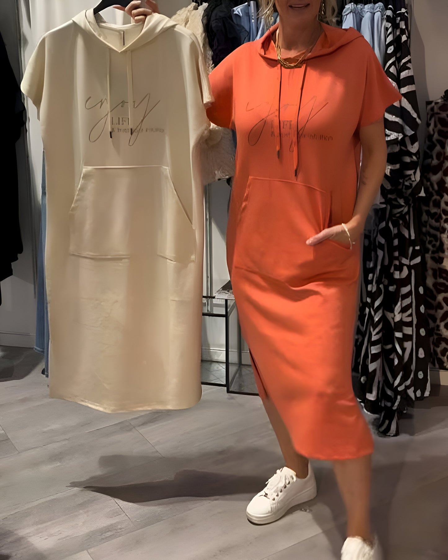 CECILLE - RELAXED HOODED LOUNGE DRESS