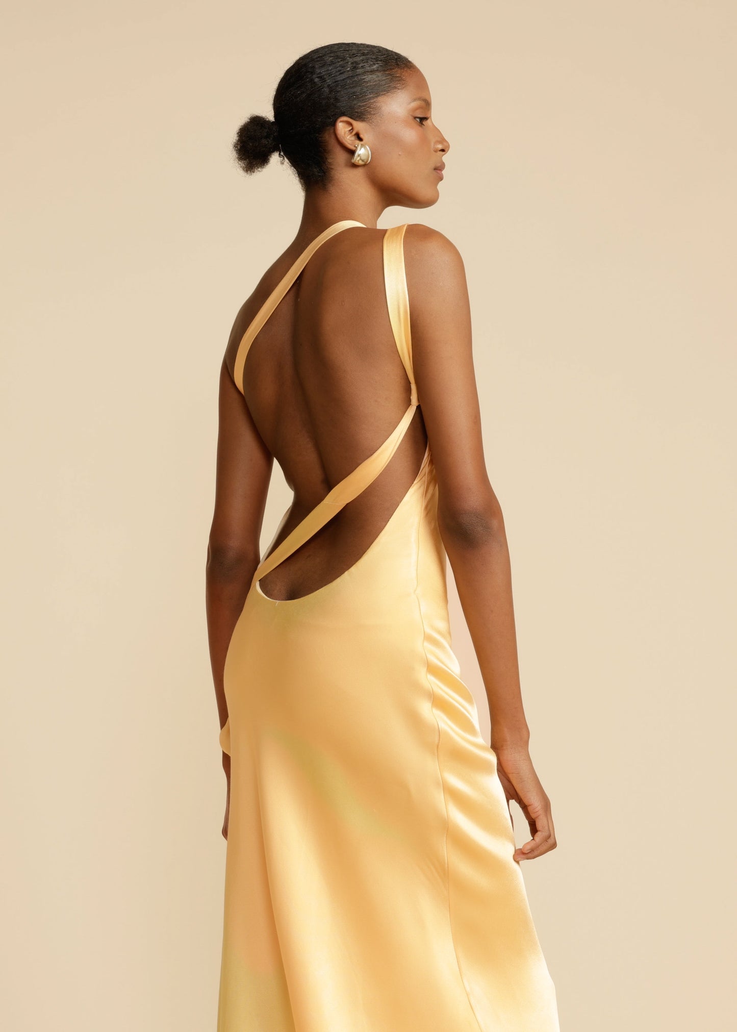 AVEEKO - ELEGANT SATIN CURVE DRESS