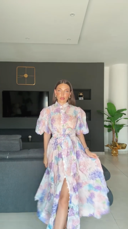 WINONA - BOHO MAXI DRESS WITH BELT AND SLEEVES