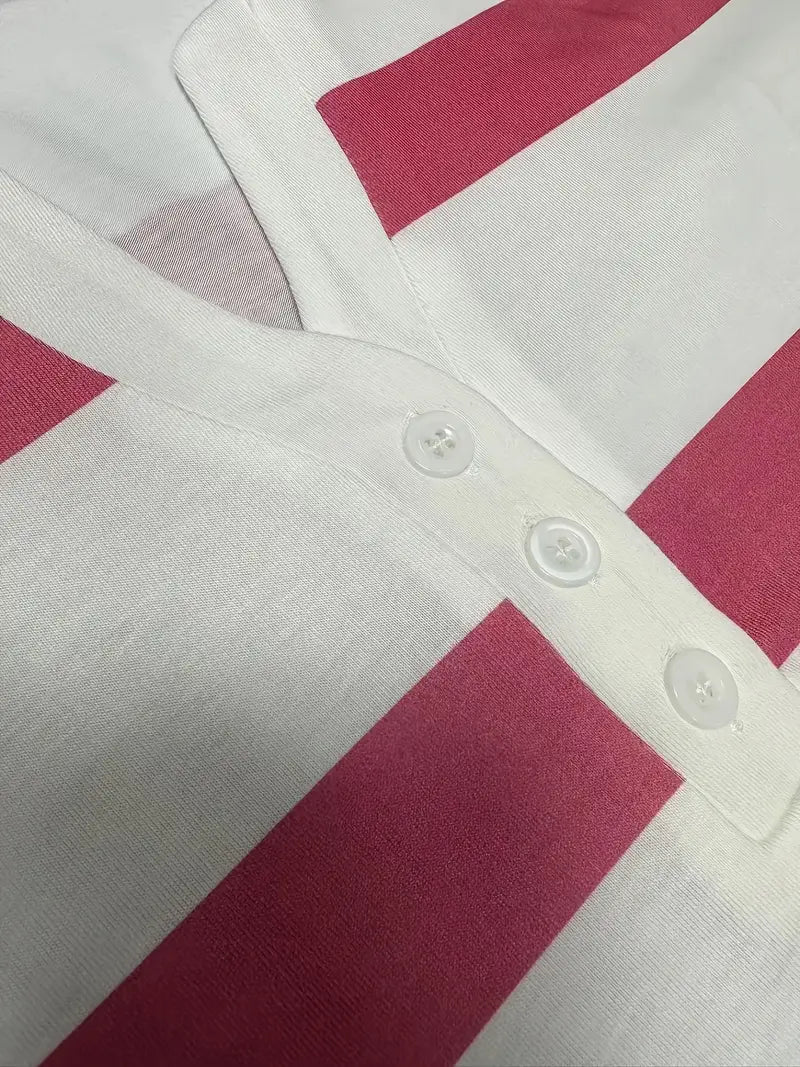 EIRAH - ESSENTIAL V-NECK STRIPED PRINT BLOUSE