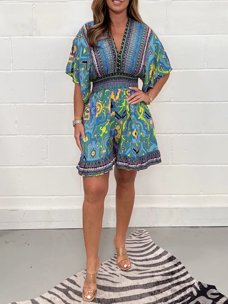 CHARLEIGH - PLUS SIZE PLAYSUIT IN VINTAGE STYLE