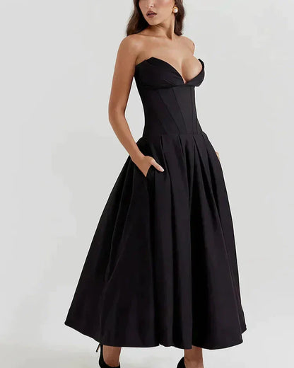 EMERSYN - ELEGANT STRAPLESS DEEP V-NECK GALA DRESS