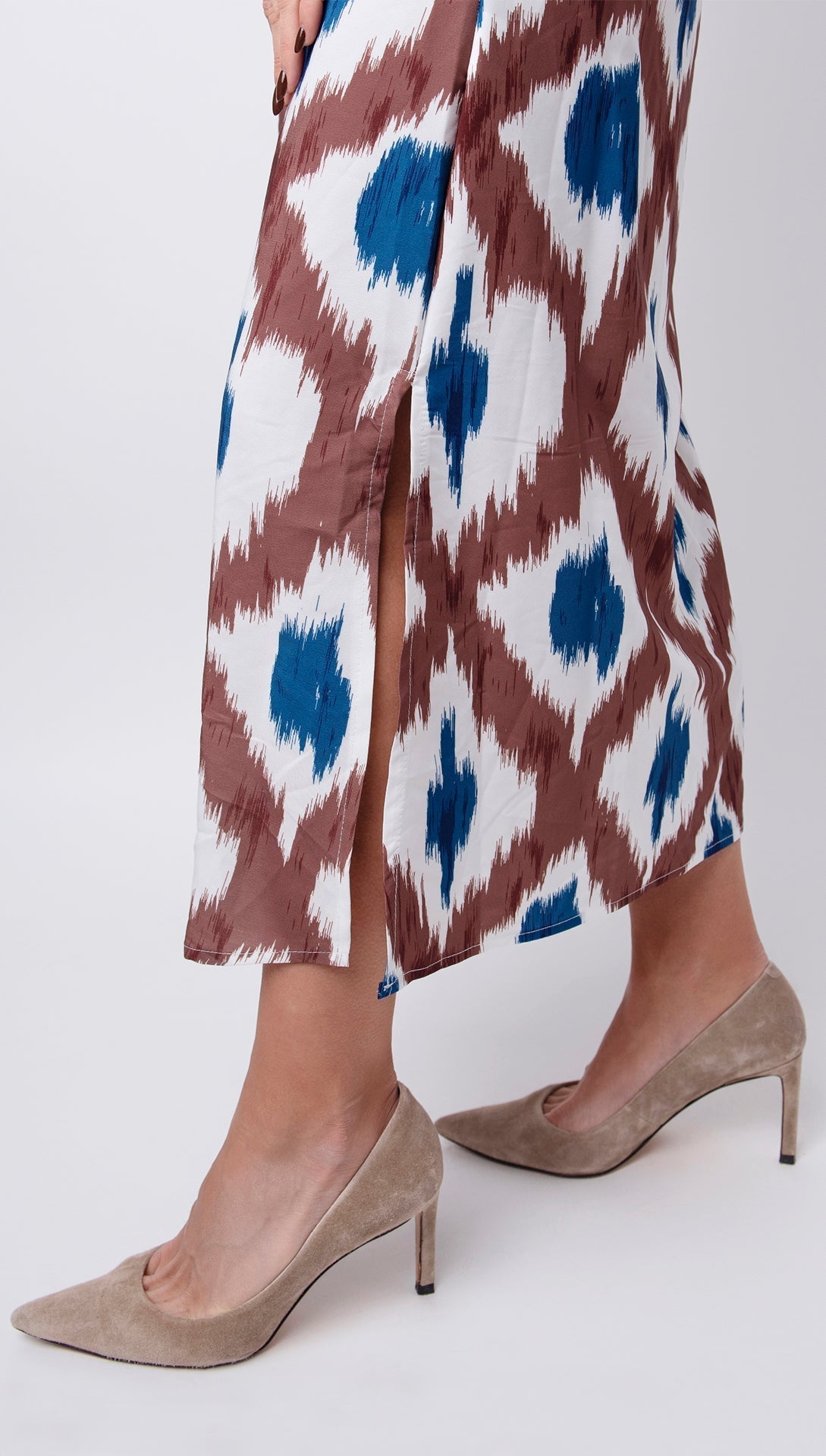 BEXLEY - GEOMETRIC PATCHWORK V-NECK STRAP DRESS