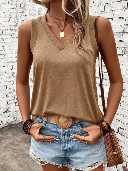 ARCADIA - AIRY V-NECK SLEEVELESS BLOUSE