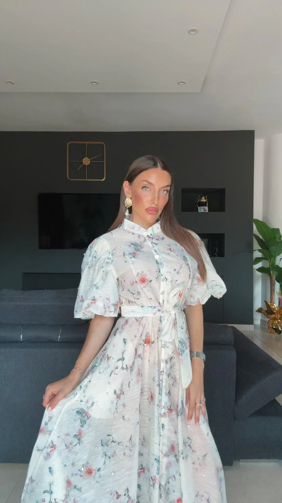 WINONA - BOHO MAXI DRESS WITH BELT AND SLEEVES