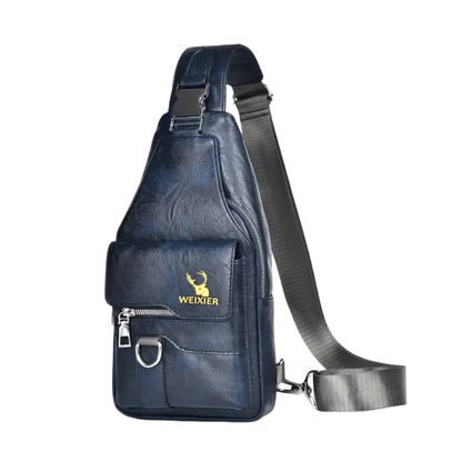 Daxton | Vertical Leather Sling Bag with Secure Flap & Zips