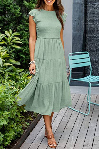 MARINEL - SHIRRED ELEGANCE MIDI DRESS