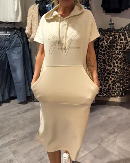 CECILLE - RELAXED HOODED LOUNGE DRESS