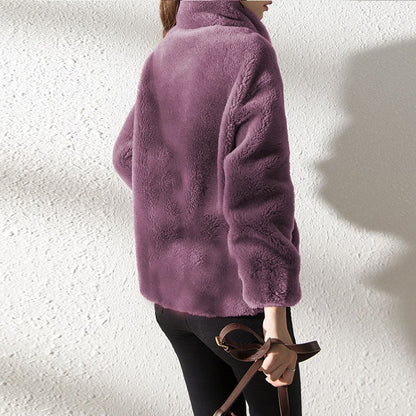 HILDA – STREET STYLE FUZZY FLEECE COAT