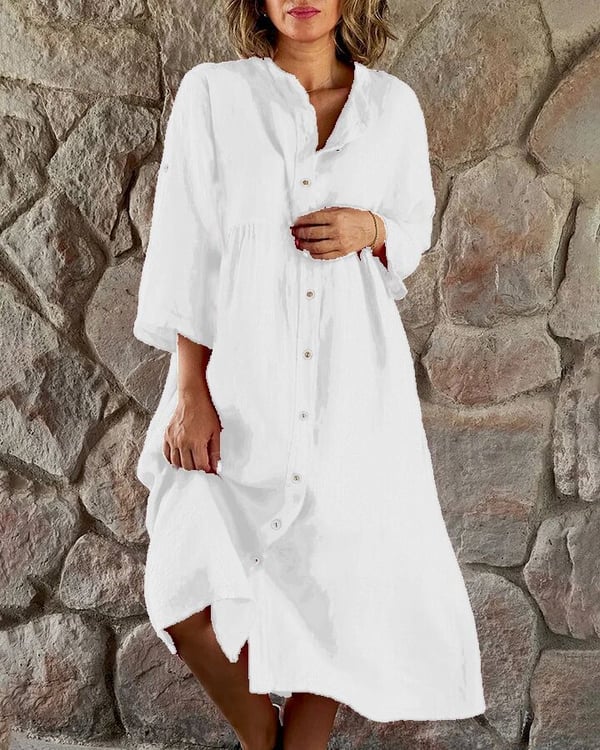 MIRANDA - OVERSIZED COTTON LINEN DRESS