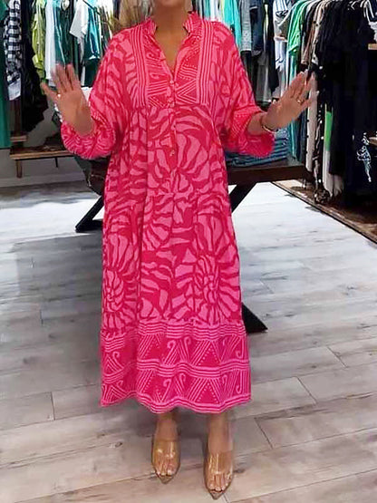 HAZEL - PATTERNED V-NECK DRESS