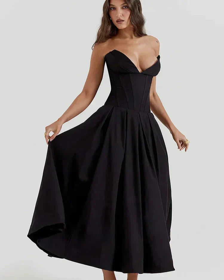 EMERSYN - ELEGANT STRAPLESS DEEP V-NECK GALA DRESS