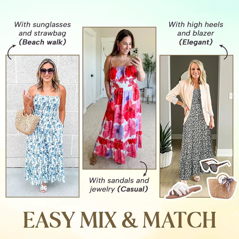 MONROE - ELEGANT FLORAL MAXI CAMI DRESS