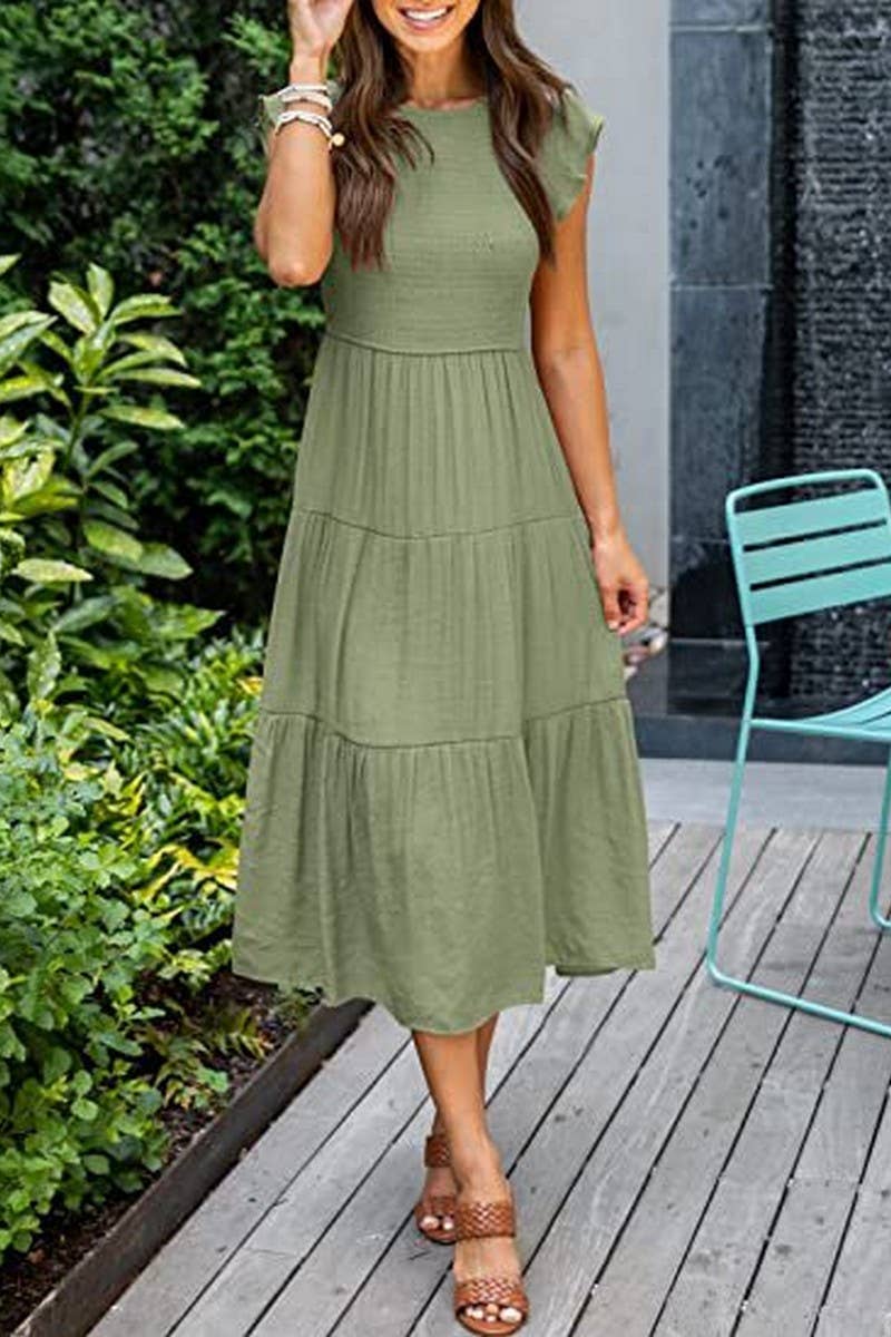 MARINEL - SHIRRED ELEGANCE MIDI DRESS