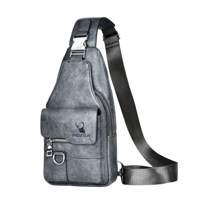 Daxton | Vertical Leather Sling Bag with Secure Flap & Zips