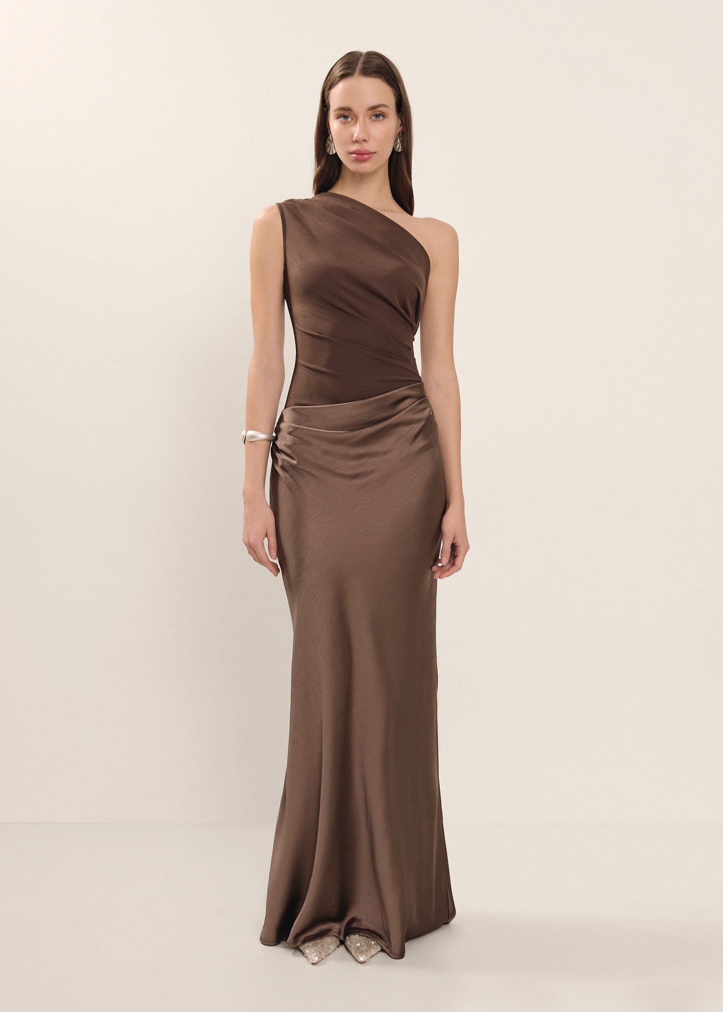 FIANG - ANGLED NECKLINE EVENING DRESS