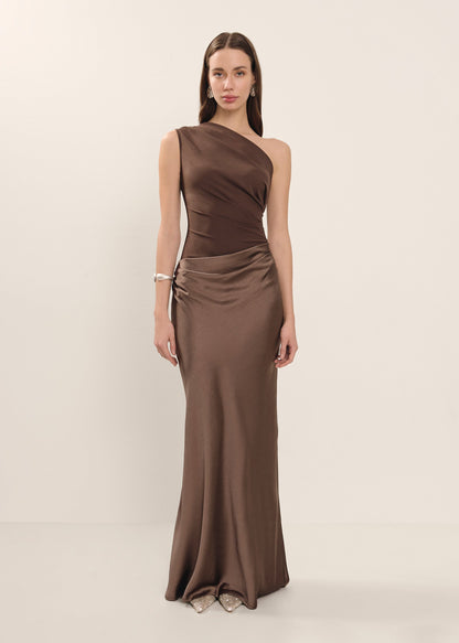 FIANG - ANGLED NECKLINE EVENING DRESS