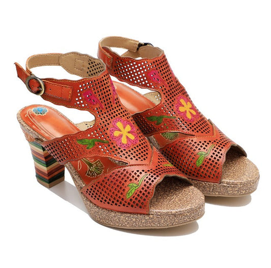 IYA - FLORAL PRINT HEEL SANDALS