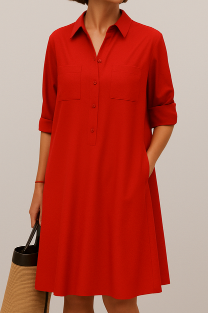 ALODIA - SOPHISTICATED LONG SLEEVE DRESS WITH POCKETS
