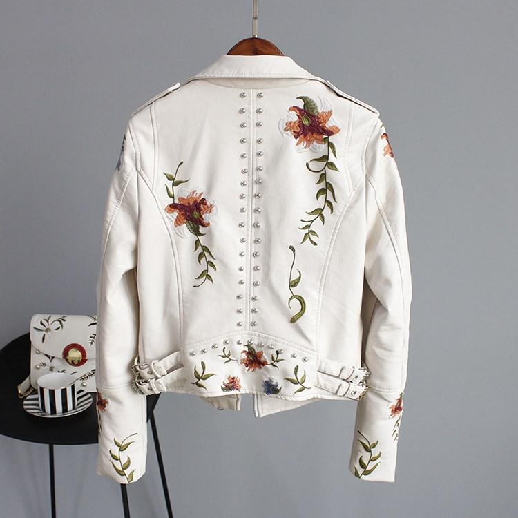 ENSHIA - TRENDY EMBROIDERED LEATHER JACKET