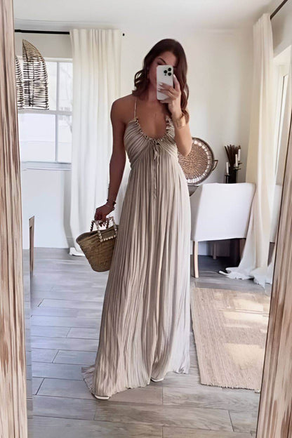 ASHLYN - MODERN FLOWY PLEAT DRESS