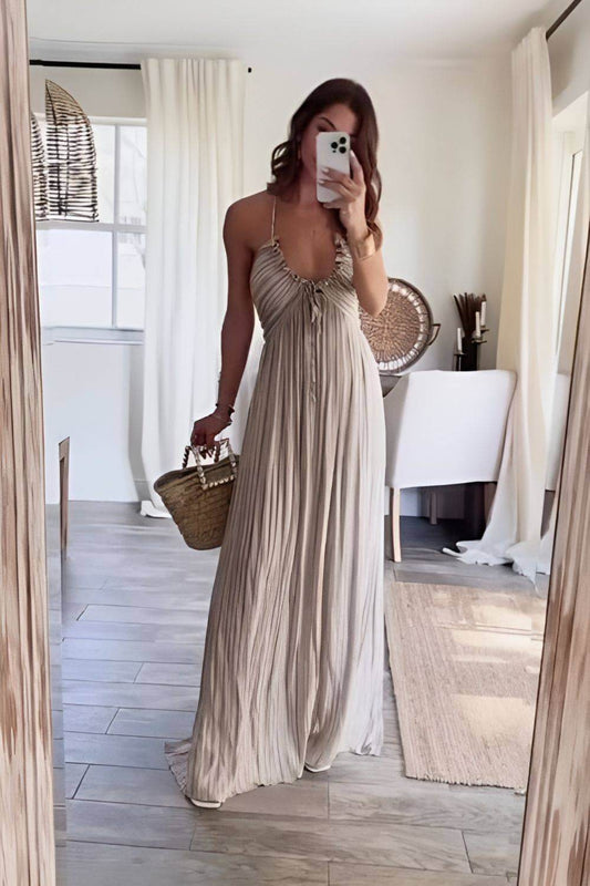 ASHLYN - MODERN FLOWY PLEAT DRESS