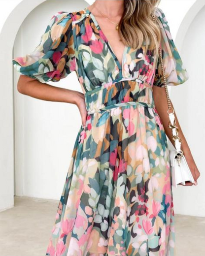 JASHMINE - FLORAL MID LENGTH DRESS
