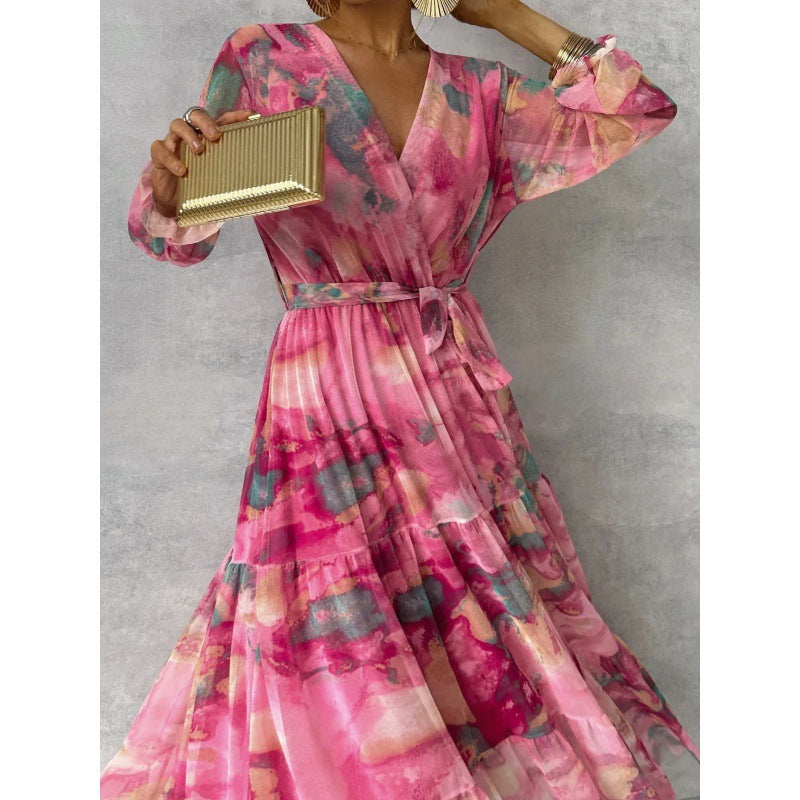 Joyce | Elegant Floral V-neck Dress