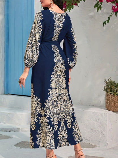 TATIANA - NAVY FLORAL V-NECK MAXI DRESS