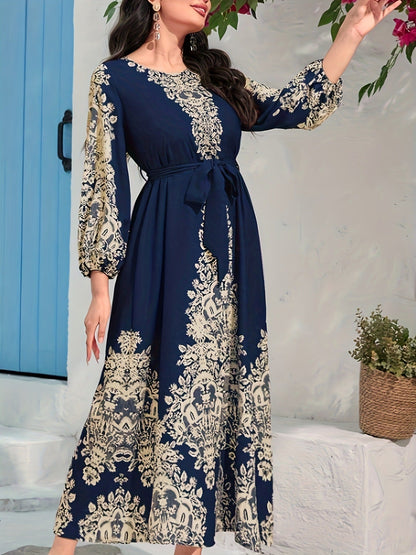 TATIANA - NAVY FLORAL V-NECK MAXI DRESS