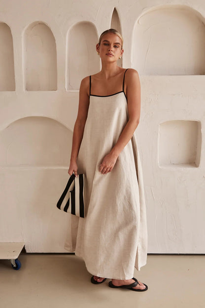 CALLY - SOPHISTICATED LINEN MAXI DRESS