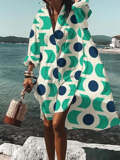 CAROLINE - RETRO DRAPE SHIRT DRESS