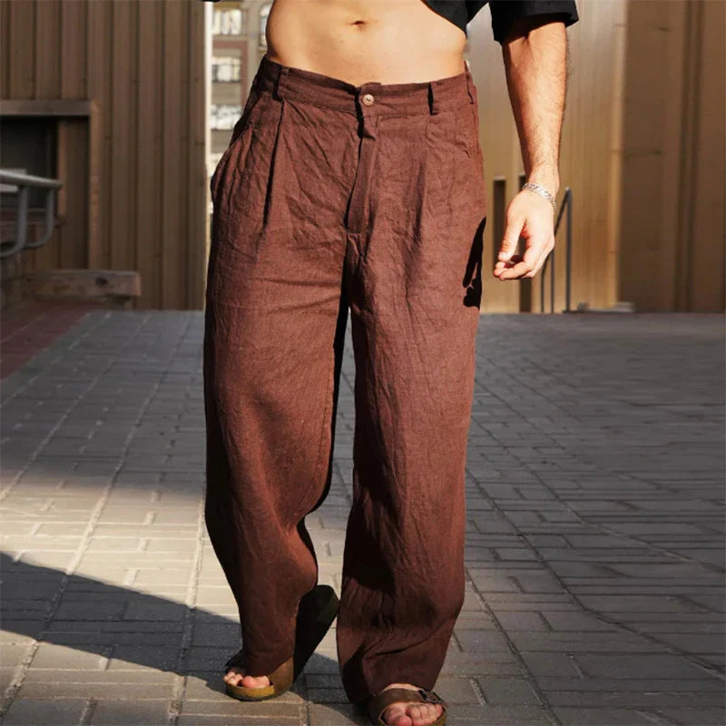 CHAPLIN - CLASSIC WIDE LEG LINEN TROUSERS