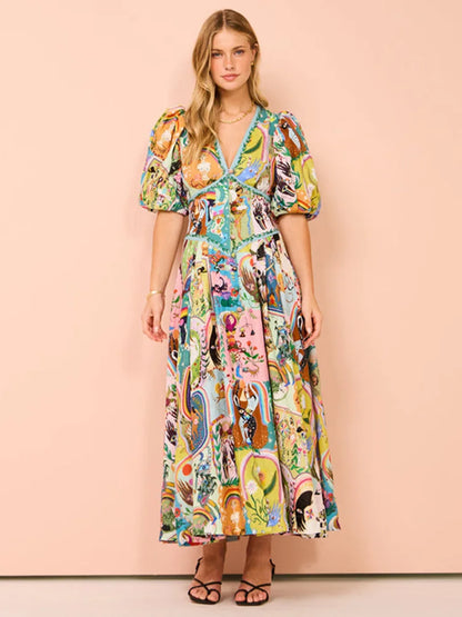 GAELLE - ELEGANT V-NECK LONG DRESS