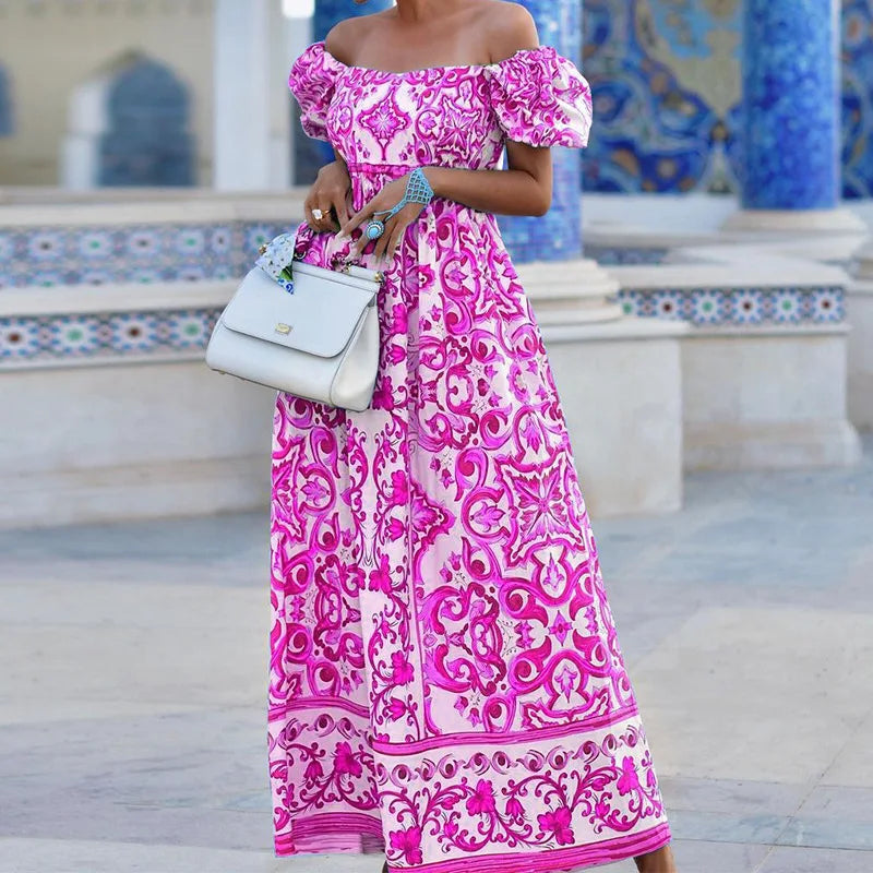 YSLANNA - SUMMER OFF-SHOULDER MAXI DRESS
