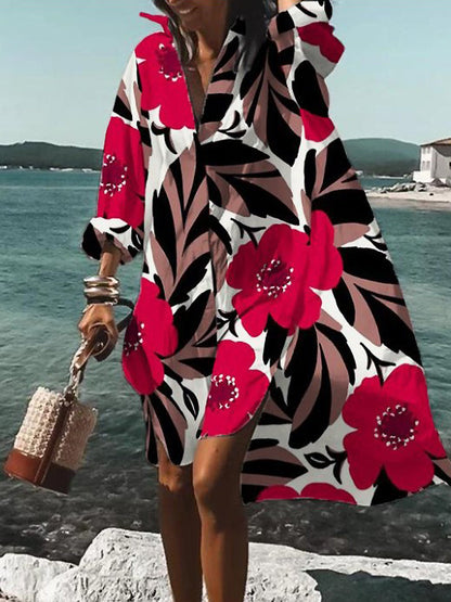 CAROLINE - RETRO DRAPE SHIRT DRESS