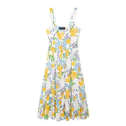 MARCELLE - LEMON PRINTED MIDI DRESS