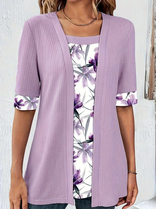 ESTHER – DUAL-LAYER FLORAL RELAXED BLOUSE