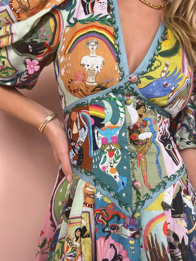 GAELLE - ELEGANT V-NECK LONG DRESS