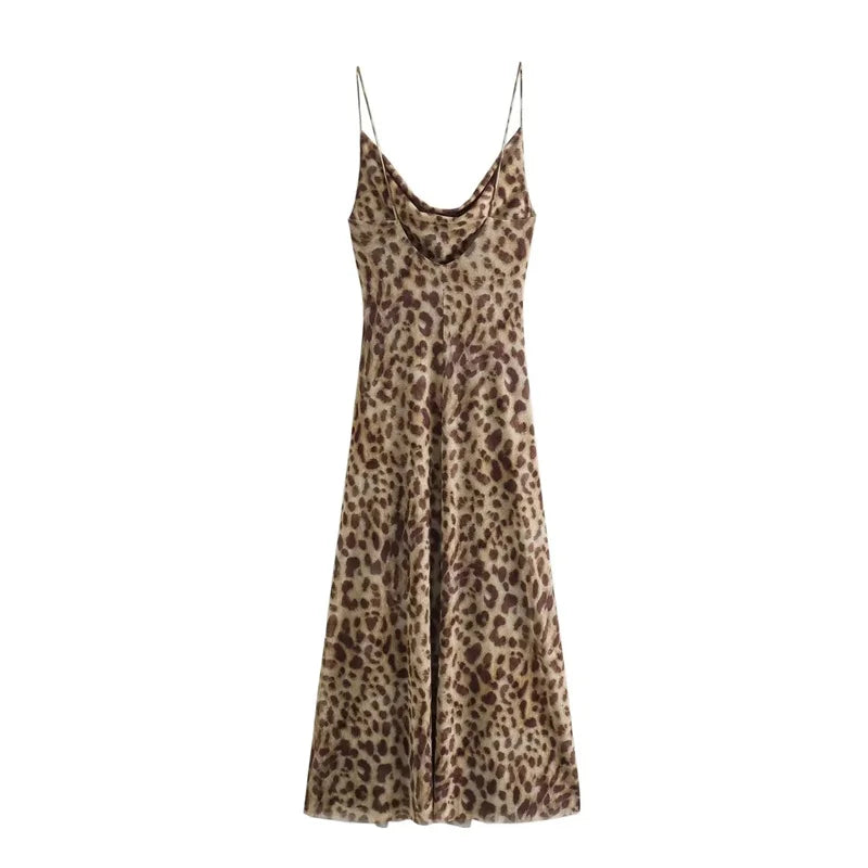JAMILLA -  LEOPARD-INSPIRED STRAPPY MAXI DRESS