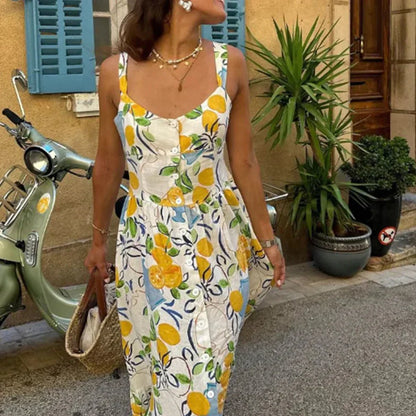 MARCELLE - LEMON PRINTED MIDI DRESS