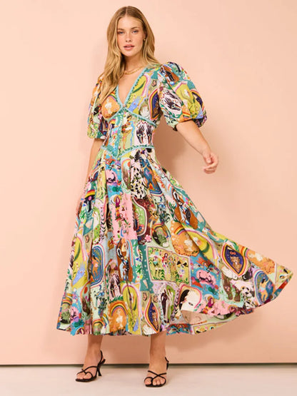 GAELLE - ELEGANT V-NECK LONG DRESS