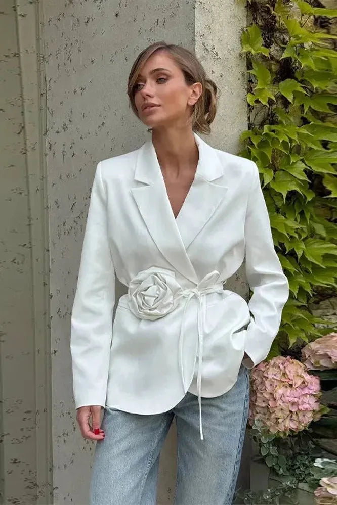 ROSALINDA - BLOSSOM TIE-WAIST WRAP BLAZER