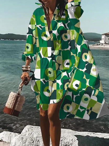 CAROLINE - RETRO DRAPE SHIRT DRESS