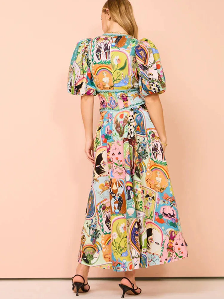 GAELLE - ELEGANT V-NECK LONG DRESS