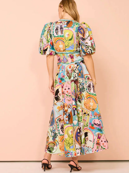 GAELLE - ELEGANT V-NECK LONG DRESS